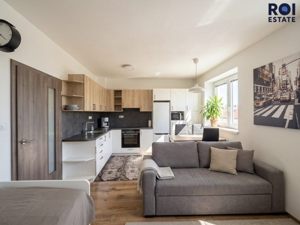 Pronájem bytu 1+kk 33 m², Brno – Žebětín, parkovací místo