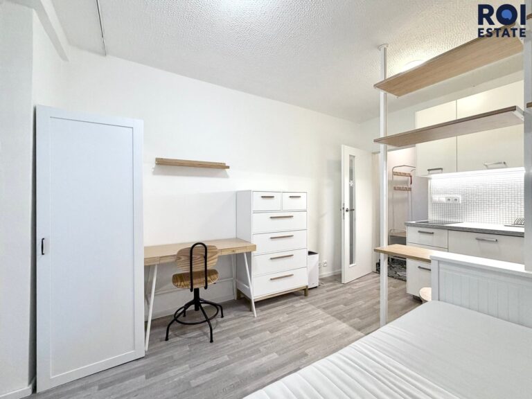 Pronájem bytu 1+kk , celková plocha 27 m², Brno – Pisárky, s terasou, sklepem a společnou zahradou s ohništěm