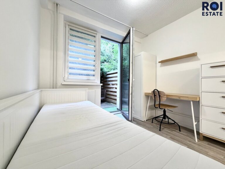 Pronájem bytu 1+kk , celková plocha 27 m², Brno – Pisárky, s terasou, sklepem a společnou zahradou s ohništěm